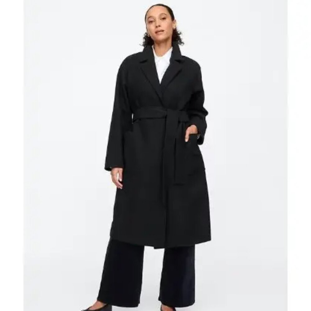 NEW XL Black Gap Factory Relaxed Wrap Top Coat